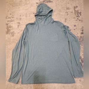 Free Fly Light Blue Hooded Long Sleeve Shirt